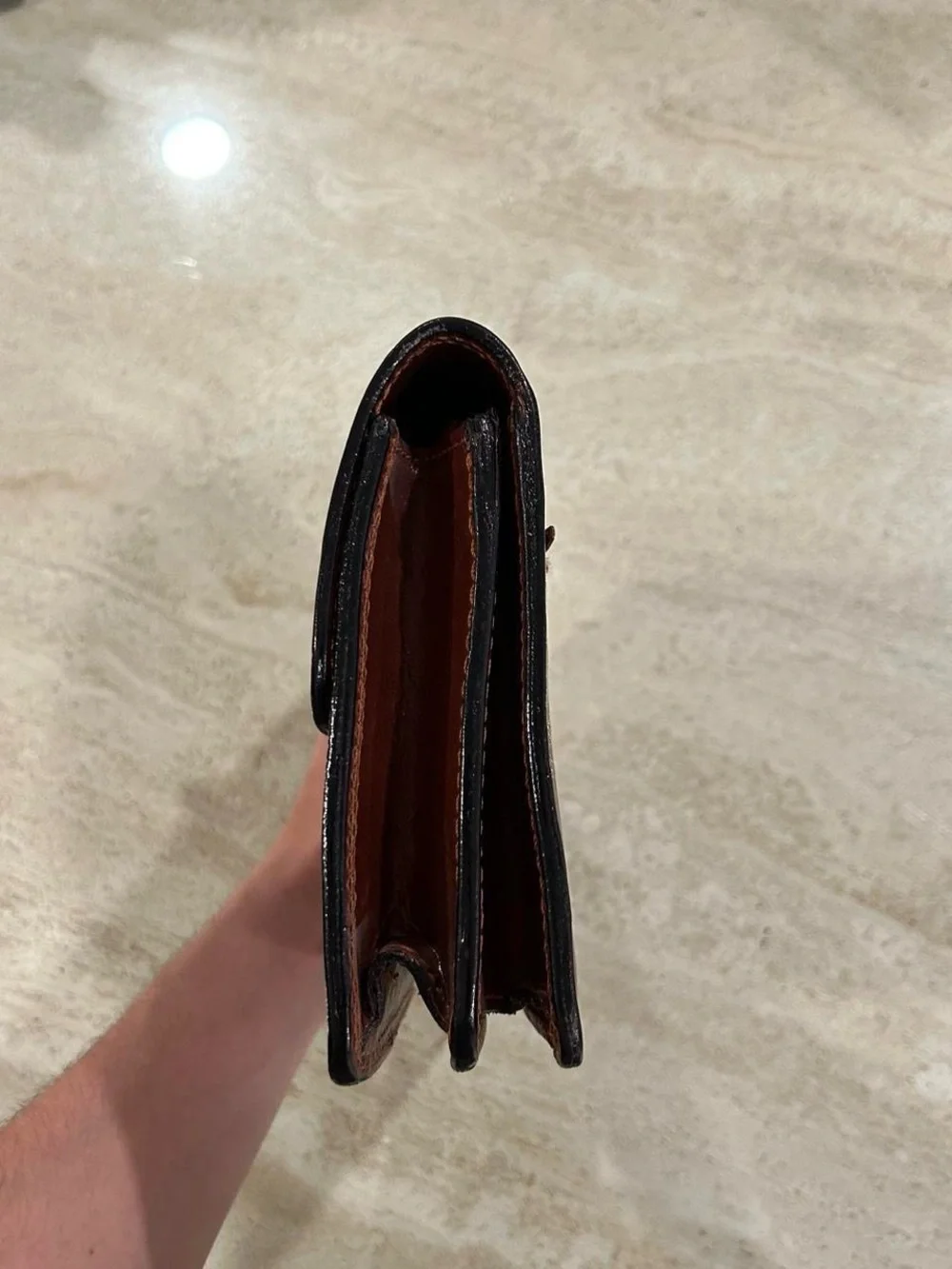 Large Brown Leather Clutch Bag